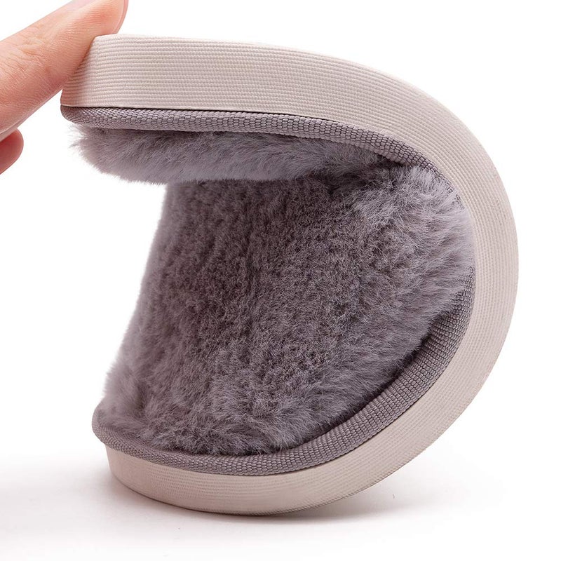 techcity Boys Girls Fuzzy House Slippers Cute Comfy Faux Fur Slip On Fluffy Plush Open Toe Home Slides for Kids Indoor Outdoor Warm Shoes (Grey, numeric_13_point_5) - Image 5